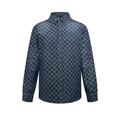 GG denim jacquard shirt in blue - Gucci